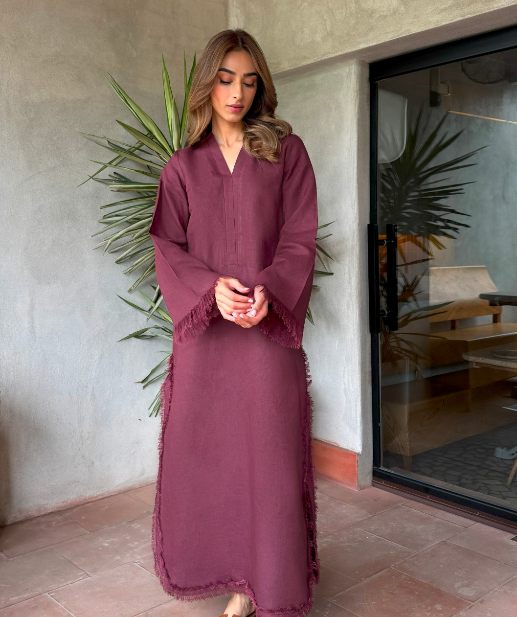 Burgundy Alara linen set