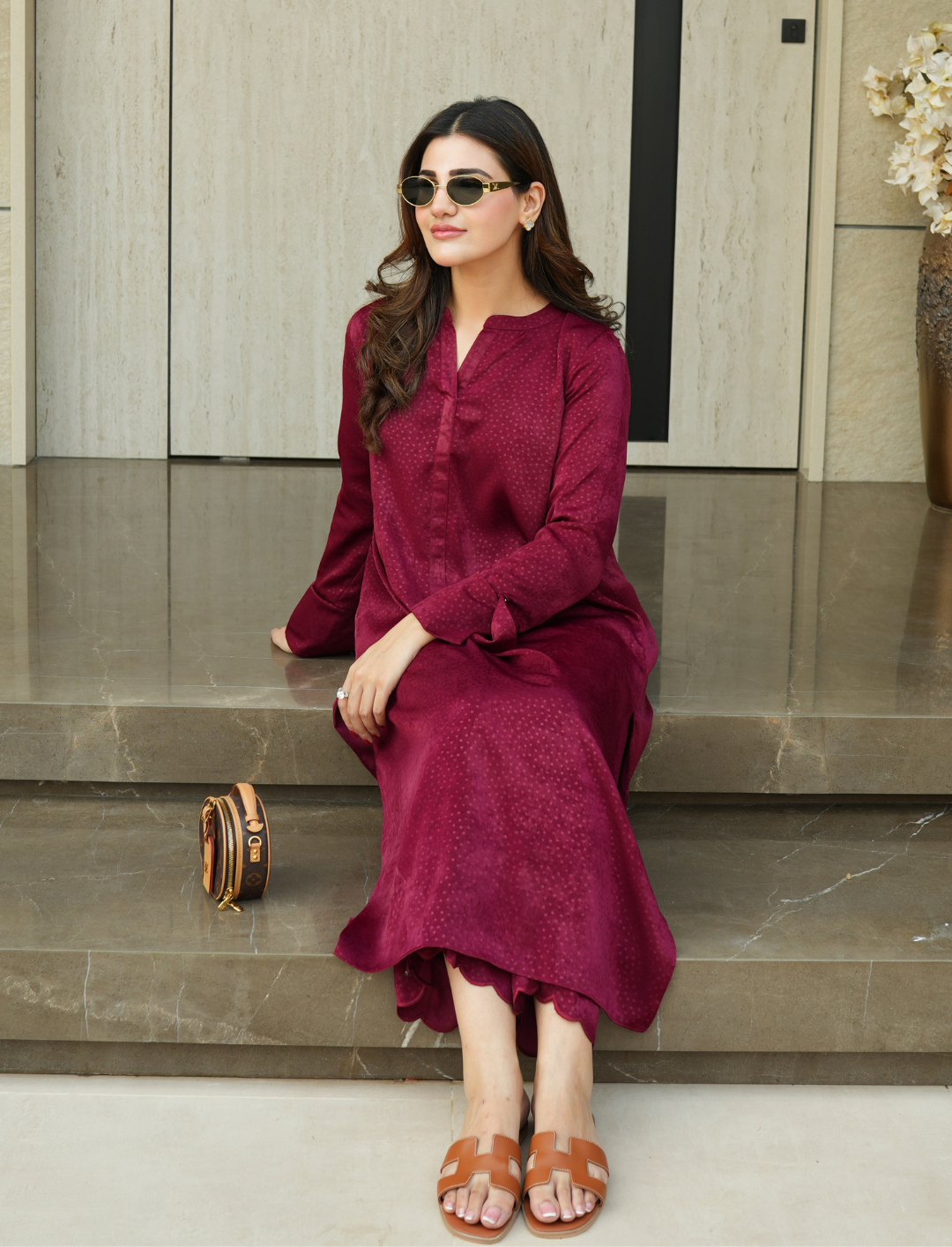 Deep maroon ève set
